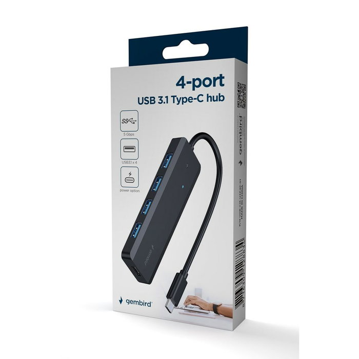 Gembird Hub 4 puertos USB 3.2 Gen 1 Tipo C Negro UHB-CM-U3P4P-01 Gembird Hub 4 puertos USB 3.2 Gen 1 Tipo C Negro UHB-CM-U3P4P-01