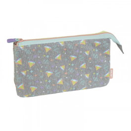 Milan Portatodo 5 Compartimentos 081133SD Edición Especial Sugar Diamond Pastel Gris Poliéster Escolar Cremallera 220x120x40mm