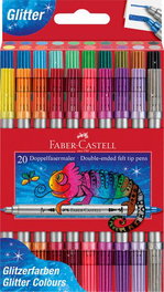 Rotulador Fibra Faber-Castell Doble Punta Glitter Caja De 20 (Set de 5)