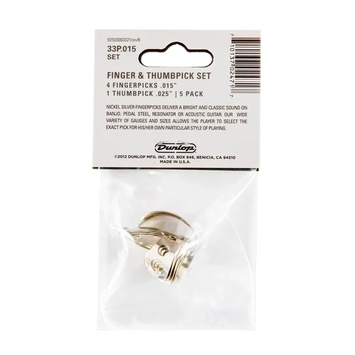 Dunlop Púas de dedo y pulgar Nickel Silver .015 (Pack de 5)