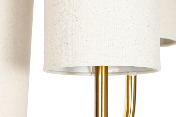 DKD Home Decor Lámpara de Pie Moderna con 3 Pantallas, Dorado y Crudo, 40x40x173 cm, Hierro y Lino, Incluye Bombillas E27