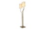 DKD Home Decor Lámpara de Pie Moderna con 3 Pantallas, Dorado y Crudo, 40x40x173 cm, Hierro y Lino, Incluye Bombillas E27