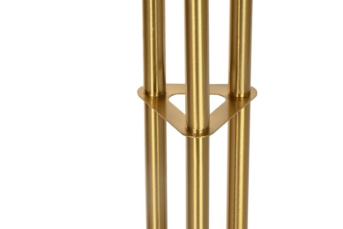 DKD Home Decor Lámpara de Pie Moderna con 3 Pantallas, Dorado y Crudo, 40x40x173 cm, Hierro y Lino, Incluye Bombillas E27