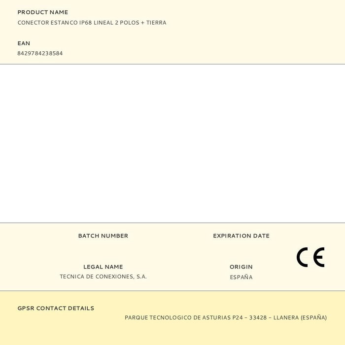 Tekox Conector Estanco IP68 Lineal 3 Polos 2.5 mm² 450V 17.5A