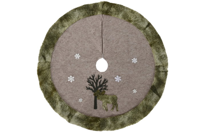 DKD Home Decor Base para Árbol de Navidad Verde y Beige 105x0,5x105 cm