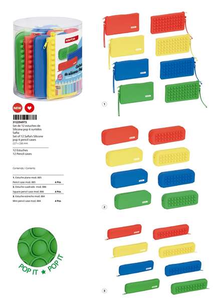 Safta Set 12 Portavasos Silicona Rojo Pop It 22,7x23x22,7cm Modelos Surtidos