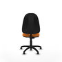 Silla de oficina Algarra con mecanismo Contacto permanente básico tapizada con Similpiel color Naranja. Equipada con Base poliamida negra, Sin brazosy Topes