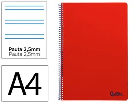 Liderpapel Cuaderno Espiral Smart A4 Tapa Blanda Rojo