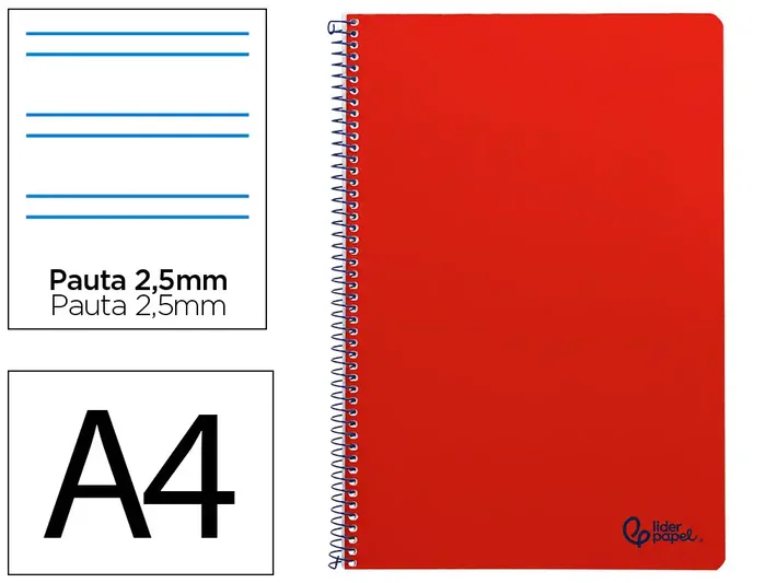 Liderpapel Cuaderno Espiral Smart A4 Tapa Blanda Rojo Liderpapel Cuaderno Espiral Smart A4 Tapa Blanda Rojo