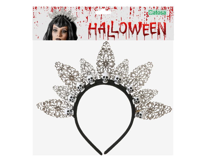 Cinturón con Calavera y Telaraña Negro y Plateado para Disfraces de Halloween y Eventos Nocturnos