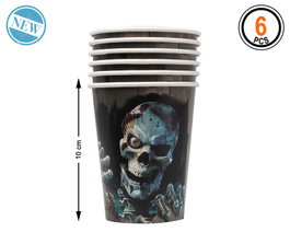 Atosa Vasos Desechables Halloween con Diseño de Calavera Esquelética - 10 cm