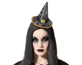 Diadema Halloween Sombrero de Bruja Negro Mujer Adulto