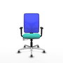 PIQUERAS Y CRESPO Silla de oficina Motilla con mecanismo Sincro/Traslack, Turquesa y Azul