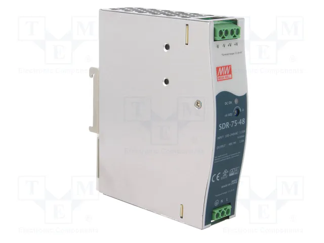 MEAN WELL SDR-75-48 Fuente de alimentación de 48V 76,8W para carril DIN MEAN WELL SDR-75-48 Fuente de alimentación de 48V 76,8W para carril DIN