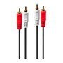 LINDY Cable de Audio Estéreo 2m 2xRCA (Cinch) Macho/Macho, Conectores Chapados en Oro, Rojo y Blanco, Ref. 35661