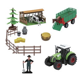 Tachan Set Granja 19 Pzas T01047 con Tractor a Fricción con Luz y Sonido, Animales y Figuras