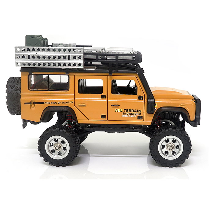 AMEWI D90X28 Crawler RC Auto 4WD Metal 1:28 Con Batería Li-Po 300mAh 7.4V Listo para Usar, Color Amarillo