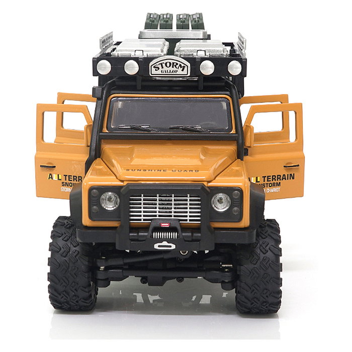 AMEWI D90X28 Crawler RC Auto 4WD Metal 1:28 Con Batería Li-Po 300mAh 7.4V Listo para Usar, Color Amarillo