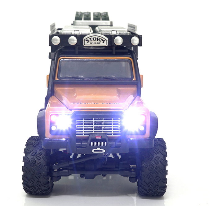 AMEWI D90X28 Crawler RC Auto 4WD Metal 1:28 Con Batería Li-Po 300mAh 7.4V Listo para Usar, Color Amarillo