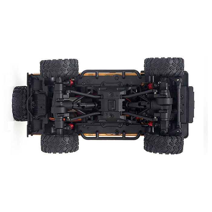 AMEWI D90X28 Crawler RC Auto 4WD Metal 1:28 Con Batería Li-Po 300mAh 7.4V Listo para Usar, Color Amarillo