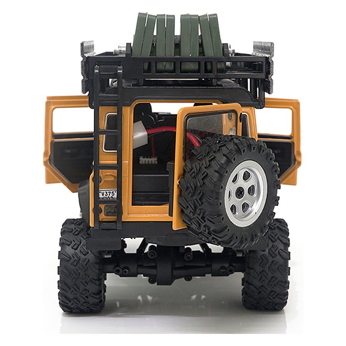 AMEWI D90X28 Crawler RC Auto 4WD Metal 1:28 Con Batería Li-Po 300mAh 7.4V Listo para Usar, Color Amarillo