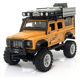 AMEWI D90X28 Crawler RC Auto 4WD Metal 1:28 Con Batería Li-Po 300mAh 7.4V Listo para Usar, Color Amarillo