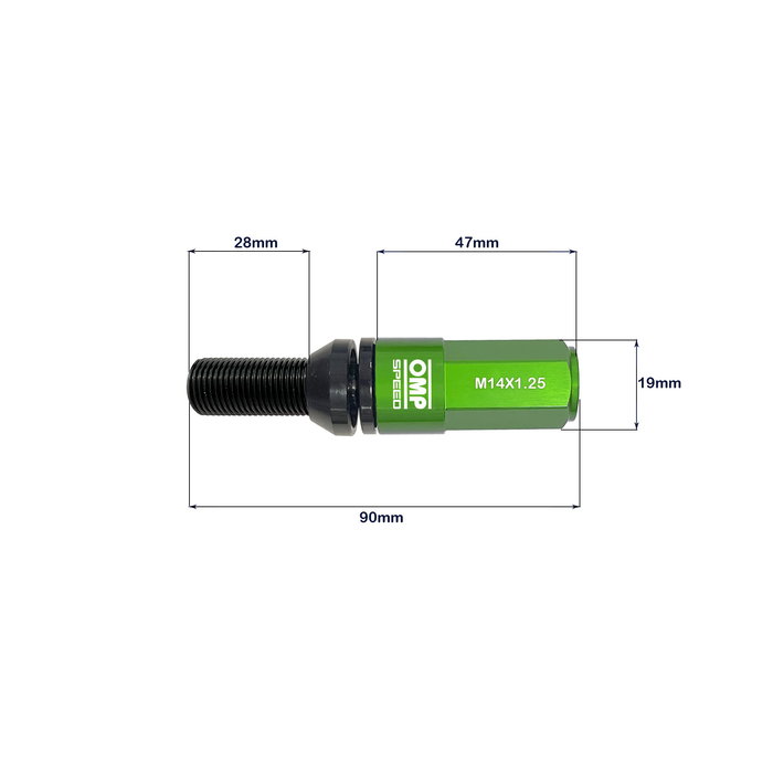 Kit de tornillos OMP OMPS09971408 28 mm Verde M14 x 1,25
