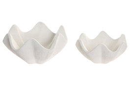 DKD Home Decor Set de 2 Centros de Mesa de Cemento Blanco 23,5x26x13 cm