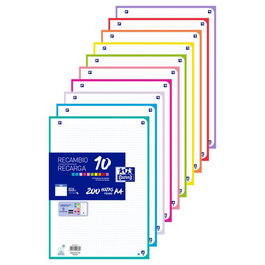 Oxford Recambio A4 160 Hojas Optik Paper+ Cuadro 5 mm 4 Taladros Banda 10 Colores