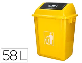Q-connect Papelera Contenedor Plástico con Tapa de Balancín 58 Litros Amarillo 470x330x760 mm