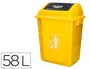 Q-connect Papelera Contenedor Plástico con Tapa de Balancín 58 Litros Amarillo 470x330x760 mm
