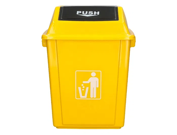 Q-connect Papelera Contenedor Plástico con Tapa de Balancín 58 Litros Amarillo 470x330x760 mm