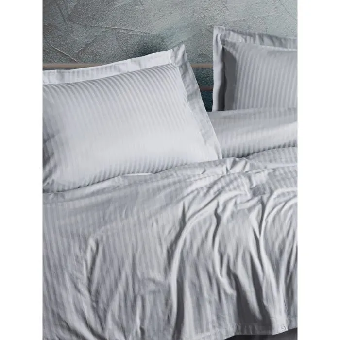 Aucune Juego de cama funda nórdica 220x240 cm + 2 fundas almohada 60x60 cm 100% Algodón Satén Gris Aucune Juego de cama funda nórdica 220x240 cm + 2 fundas almohada 60x60 cm 100% Algodón Satén Gris