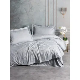 Aucune Juego de cama funda nórdica 220x240 cm + 2 fundas almohada 60x60 cm 100% Algodón Satén Gris
