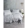 Aucune Juego de cama funda nórdica 220x240 cm + 2 fundas almohada 60x60 cm 100% Algodón Satén Gris