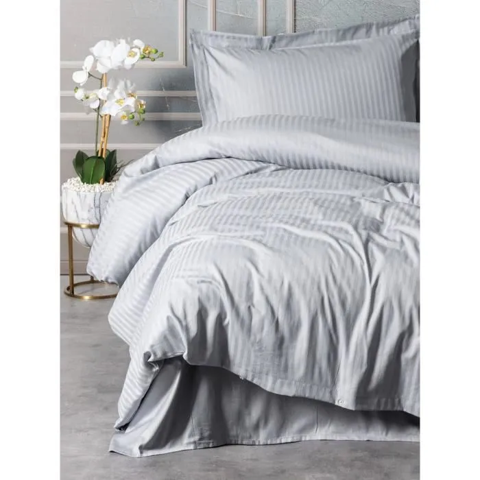 Aucune Juego de cama funda nórdica 220x240 cm + 2 fundas almohada 60x60 cm 100% Algodón Satén Gris Aucune Juego de cama funda nórdica 220x240 cm + 2 fundas almohada 60x60 cm 100% Algodón Satén Gris