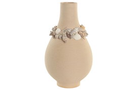 DKD Home Decor Jarrón de Cerámica Crema 19x19x33 cm
