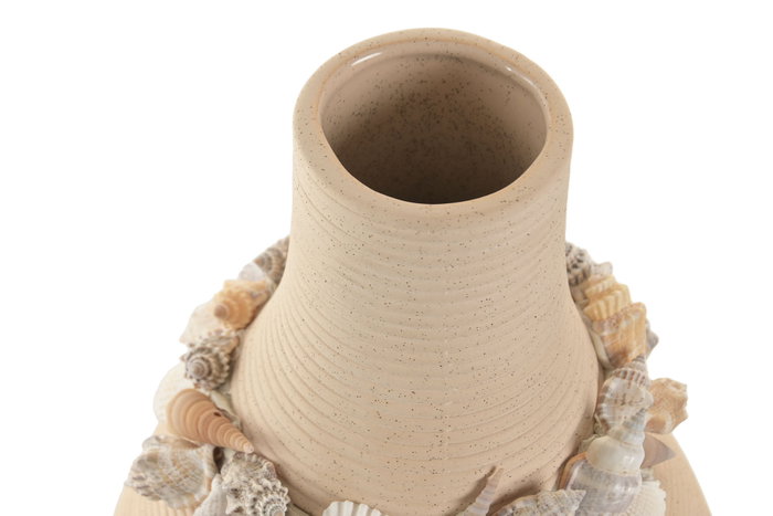 DKD Home Decor Jarrón de Cerámica Crema 19x19x33 cm