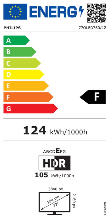 Philips 77OLED760/12 TV OLED 4K Ultra HD 77" (195.6 cm) Smart TV Ambilight 3 Lados 120Hz Procesador P5 AI Wi-Fi Bluetooth Titan OS HDR10+ Dolby Atmos