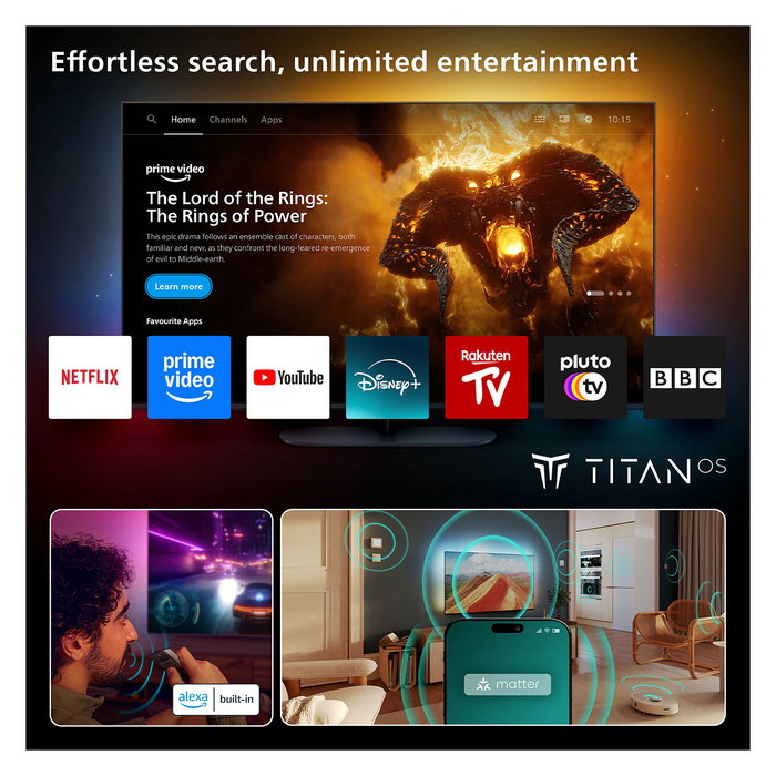 Philips 77OLED760/12 TV OLED 4K Ultra HD 77" (195.6 cm) Smart TV Ambilight 3 Lados 120Hz Procesador P5 AI Wi-Fi Bluetooth Titan OS HDR10+ Dolby Atmos