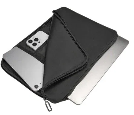 Tucano BFDOP1314-BK Funda/Maletín Neopreno para Portátil 13-14", Negro, Compatible con Apple, con Cremallera, Bolsillo para Tablet y Móvil