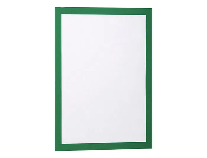 Durable Marco Porta Anuncios Magnético con Dorso Adhesivo Removible, Formato DIN A4, Color Verde, Pack de 2 Unidades