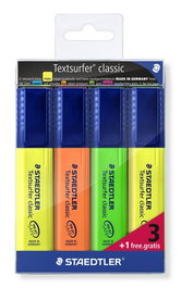STAEDTLER Textsurfer Classic Surtido de 4 Marcadores Fluorescentes de Secado Rápido