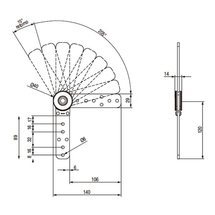 Q&Q Resorte Compás 8P Antihilo 90-205º Zincado Sistema Cerrado 8 Posiciones Antihilo