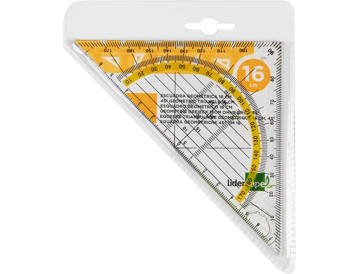 Liderpapel Escuadra de Geometría 16 cm Cristal