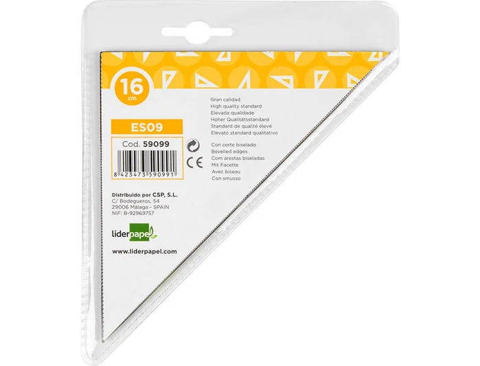 Liderpapel Escuadra de Geometría 16 cm Cristal