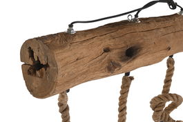 DKD Home Decor Lampara Techo Estilo Alpino Marron 15 x 86 x 118 cm Teca Reciclada y Cuerda Hecho a Mano