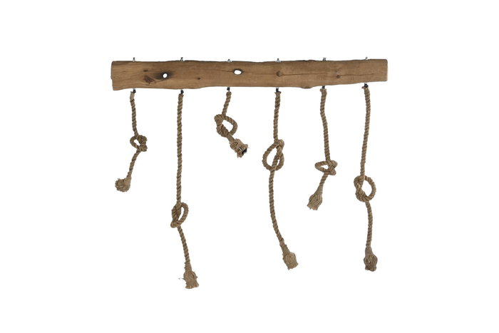 DKD Home Decor Lampara Techo Estilo Alpino Marron 15 x 86 x 118 cm Teca Reciclada y Cuerda Hecho a Mano