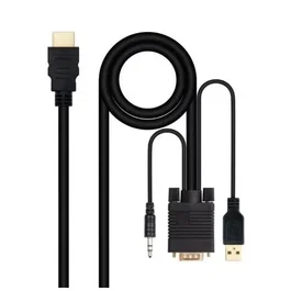 Nano Cable 10.15.4350 Cable Conversor HDMI Macho a VGA Macho con Jack 3.5 Macho y USB Macho 1.8m Negro
