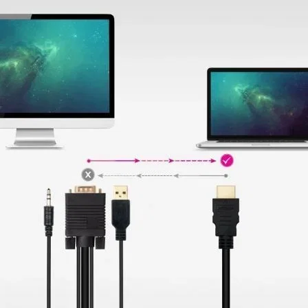 Nano Cable 10.15.4350 Cable Conversor HDMI Macho a VGA Macho con Jack 3.5 Macho y USB Macho 1.8m Negro